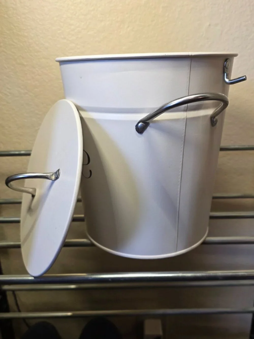 3Qt White Galvanized Ice Bucket W/ Lid Scoop & Handles Ideal Cocktail/BBQ Party